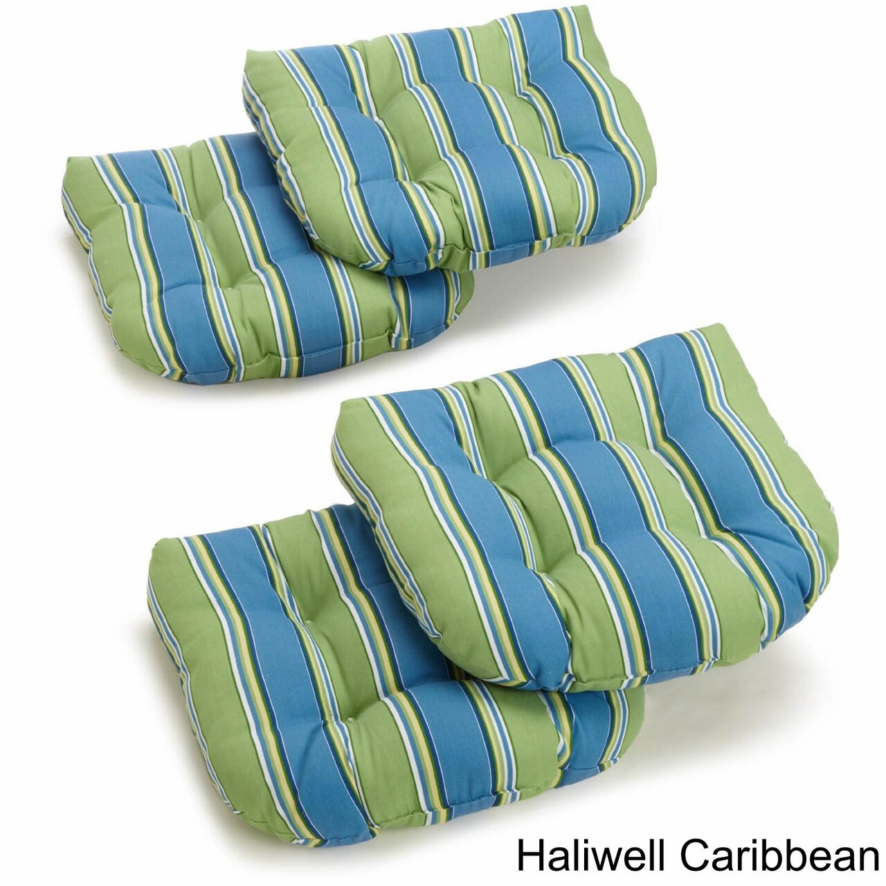 19-inch U-Shaped Spun Polyester Outdoor Tufted Dining Chair Cushions (Set of 4) - Haliwell Caribbean